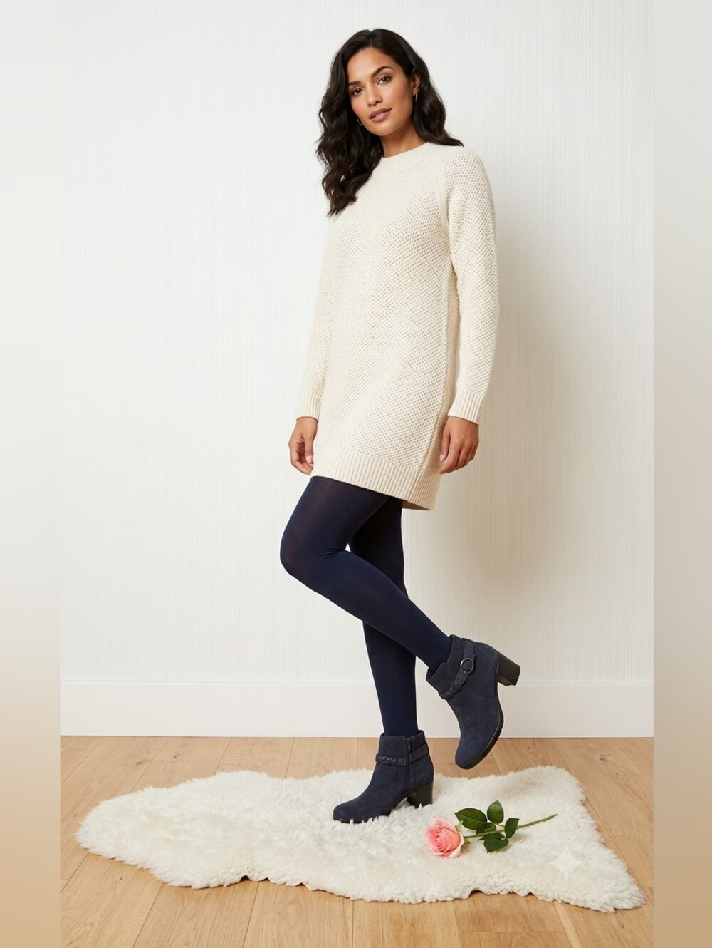 Clarks Navy Suede Ankle Boots with Buckle